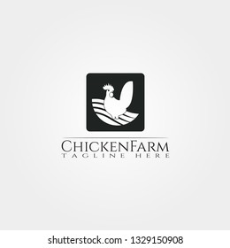 Chicken farm icon template, creative vector logo design, animal husbandry, illustration element