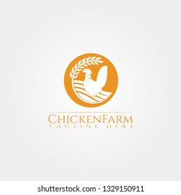Chicken farm icon template, creative vector logo design, animal husbandry, illustration element