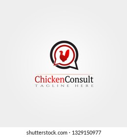 Chicken farm icon template, creative vector logo design, livestock consultation , animal husbandry, illustration element