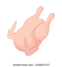 Chicken farm isometric composition with isolated image of semi finished product broiler chicken on blank background vector illustration