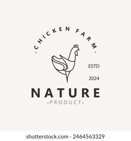 Chicken Farm logo design, animal icon for groceries, butcher shop, farmer market livestock template