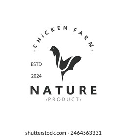 Chicken Farm logo design, animal icon for groceries, butcher shop, farmer market livestock template