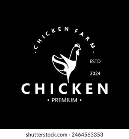 Chicken Farm logo design, animal icon for groceries, butcher shop, farmer market livestock template