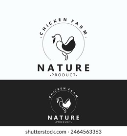 Chicken Farm logo design, animal icon for groceries, butcher shop, farmer market livestock template