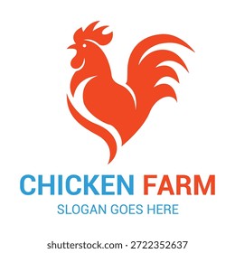 Chicken Farm Logo Design mit Hahn Silhouette für Landwirtschaft Branding.