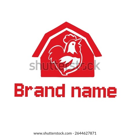 Chicken Farm Logo Design with Rooster Inside Barn Silhouette – Poultry Business Branding Icon
