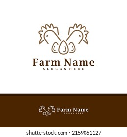 Vector de diseño del logotipo de la granja de pollo, ilustración de plantilla de conceptos del logotipo de la granja de pollo creativa.