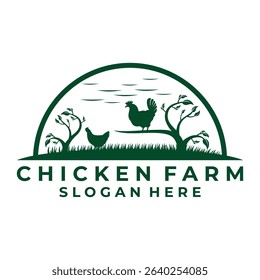 Chicken farm logo design vector template. Farm logo design icon vector