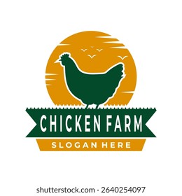 Chicken Farm logo design vector template. Rooster farm logo design vector