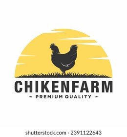 Hühnerfarm-Logo, Vektorgrafik-Design, Bauerndesign-Vorlage