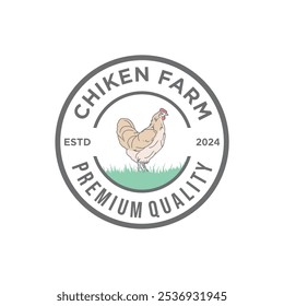 Projeto de ilustração do vetor do logotipo da fazenda de frango, modelo do projeto da fazenda