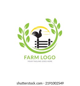 chicken farm logo vector template.