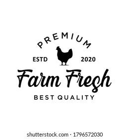 Chicken farm logo vintage premium quality. Fresh eggs logo. Premium element design packaging. Emblems and Logos. Attractive Designs for Farmer's Market, Homestead, Poultry Farm, Fair, Restaurant.