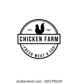 Chicken farm logo vintage premium quality. Fresh eggs logo. Premium element design packaging. Emblems and Logos. Attractive Designs for Farmer's Market, Homestead, Poultry Farm, Fair, Restaurant.