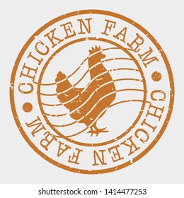 Chicken Farm Postal. Animal Silhouette Seal. Round Design. Vector Icon. Design Retro Insignia.