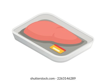 Chicken farm poultry production isometric composition with isolated image of farming product vector illustration
