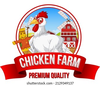 Chicken Farm Premium Quality banner with chicken cartoon character illustration