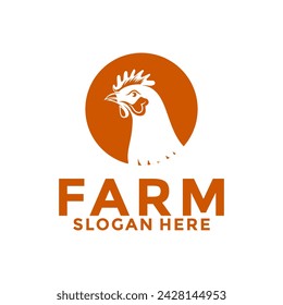 chicken farm vector logo, simple chicken logo design template