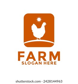 logotipo del vector de la granja del pollo, plantilla simple del diseño del logotipo del pollo