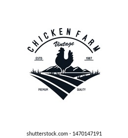 Chicken Farm Vintage Logo Vector Stock