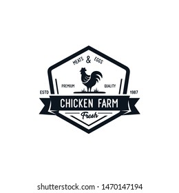 Chicken Farm Vintage Logo Vector Stock