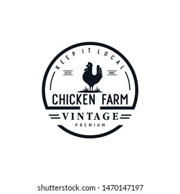 Chicken Farm Vintage Logo Vector Stock