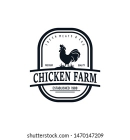 Hühnerfarm Vintage Logo Vektorstock