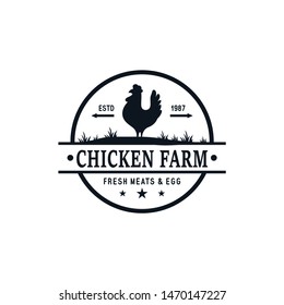 Chicken Farm Vintage Logo Vector Stock