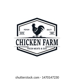 Chicken Farm Vintage Logo Vector Stock