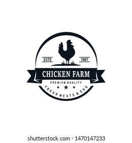 Chicken Farm Vintage Logo Vector Stock