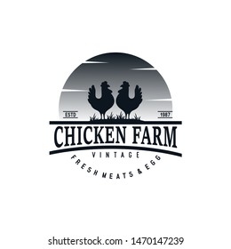 Chicken Farm Vintage Logo Vector Stock