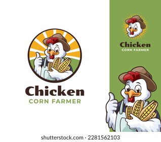 Chicken Farmer Mascot Logo Design. Playful cartoon mascot perfect for agriculture, farming-related business and brands