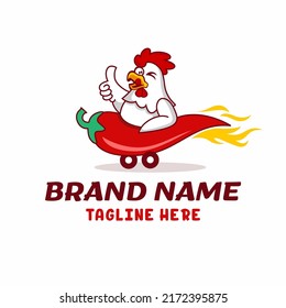 Chicken Fast Chili Logo Design Vector
