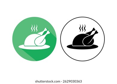 Chicken Fast Food Flat Icons, fried chicken flat icon, crispy chicken vector art, grilled chicken icons