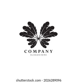 chicken feather and butterfly logo. Vector illustration of a combination of chicken feathers forming a butterfly