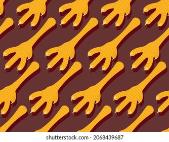 Chicken feet pattern seamless. ingredient for making potion background. Witch accessory texture