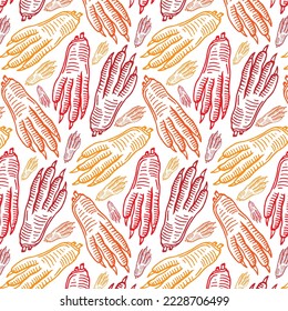 Chicken feet pattern seamless. ingredient for making potion background. Witch accessory texture