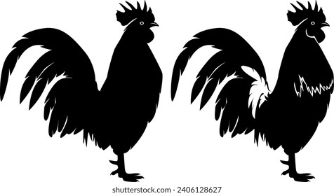 pollo, pollo, pollitos, silueta de Hen aislada en un fondo blanco.juego de silueta de pollo.