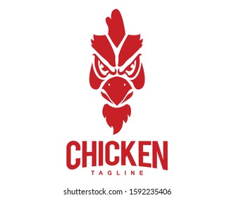 chicken fighter logo design icon