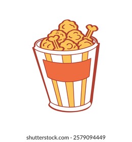 Chicken Fire Bucket Vector Illustration