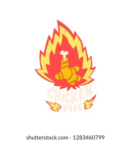 Chicken fire, hot creative logo design element vector Illustration