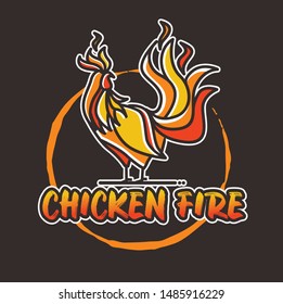 chicken fire logo design template