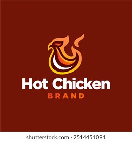 Logotipo del fuego del pollo, cabeza de gallina con la ilustración caliente del icono del Vector del símbolo de la llama, perfecta para el icono del restaurante de la comida rápida o cualquier negocio relacionado con la comida