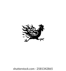 chicken fire logo in rustic vintage, hen head with flame hot symbol vector icon illustration, ,perfect for fast food restaurant icon or any food related business