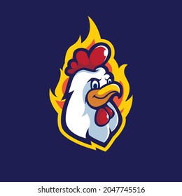 Pollo con logotipo de mascota contra incendios ilustración de diseño vector