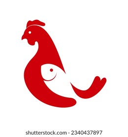 Chicken Fish Modern Simple Logo Design