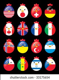 chicken flags icons