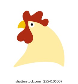 chicken flat design vector illustration. rooster mascot for poultry farm industry hand drawn.