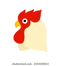 chicken flat design vector illustration. rooster mascot for poultry farm industry hand drawn.