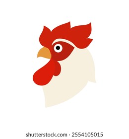 chicken flat design vector illustration. rooster mascot for poultry farm industry hand drawn.